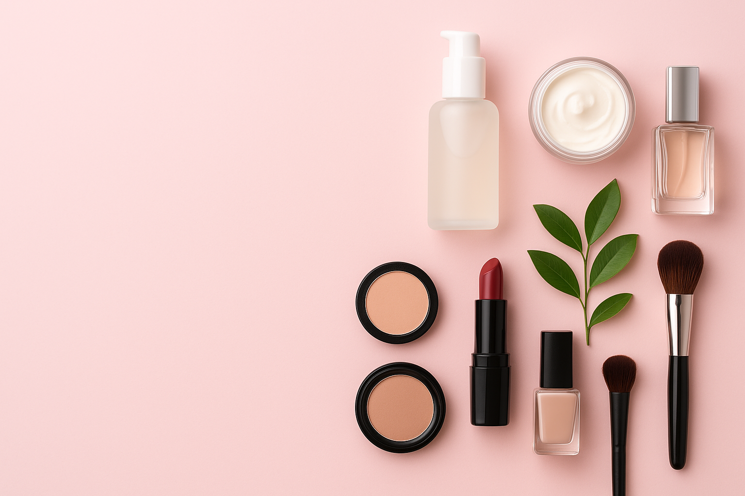 Beauty Essentials on Soft Pink